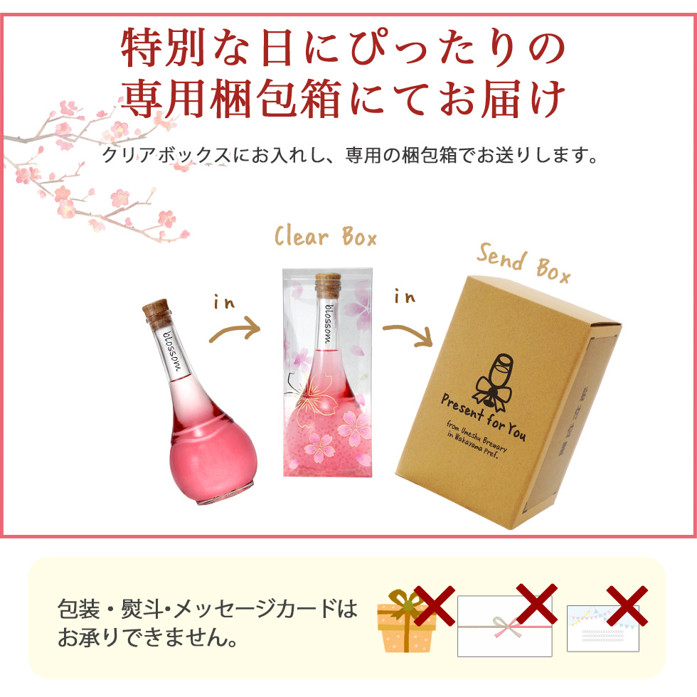 クリアボックス→専用の梱包箱に入れてお届けします。