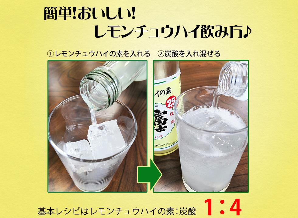 素：炭酸の割合が1:4が基本のレシピ