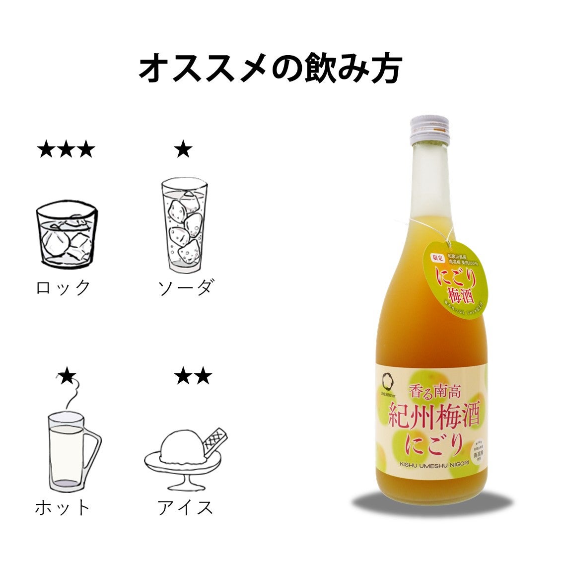 香る南高紀州梅酒にごりのおススメの飲み方
